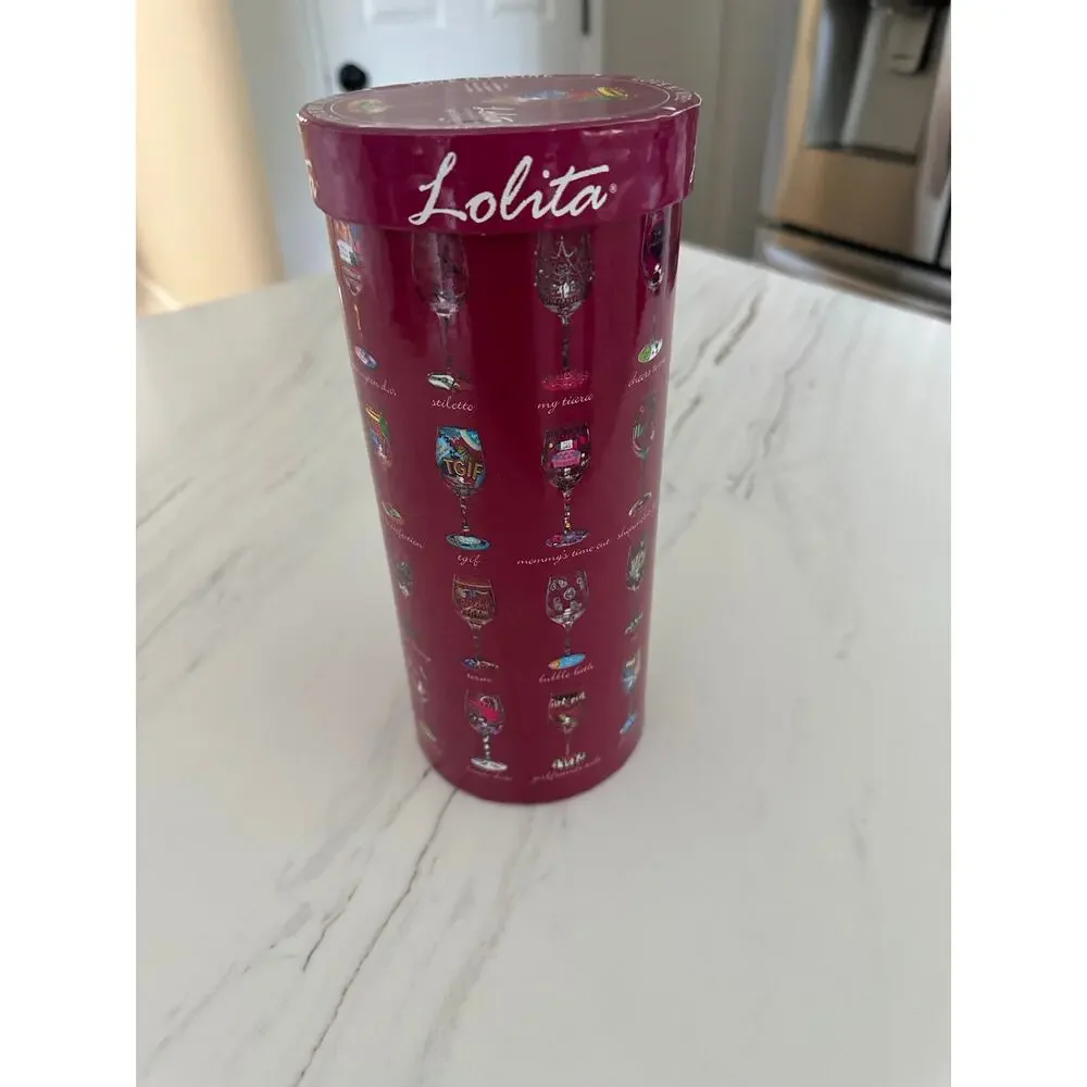 Lolita Aged to Perfection 15 Oz Hand Painted Wine Glass Birthday w/ Gift Box